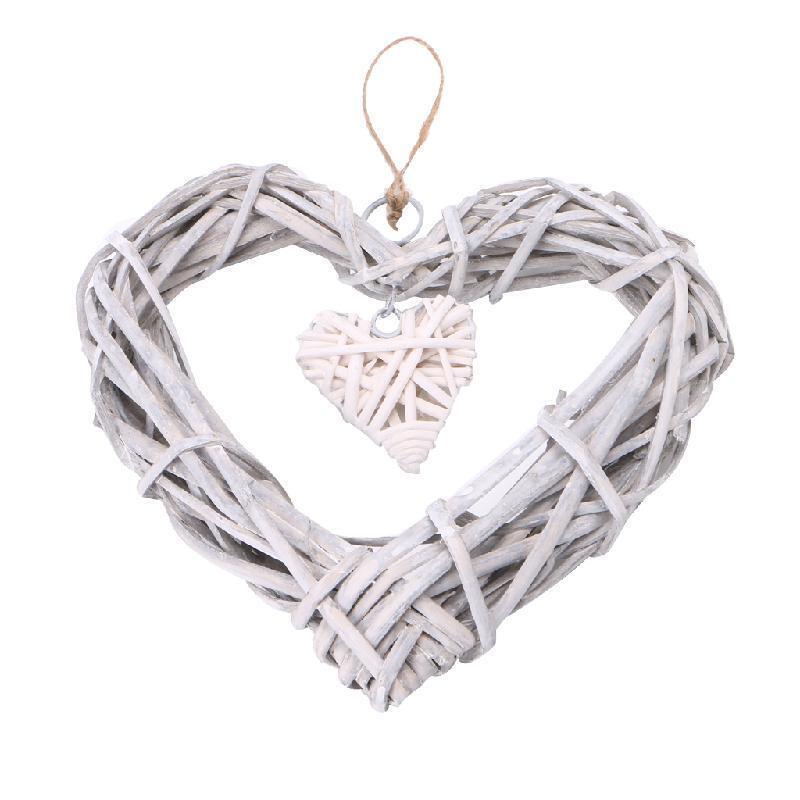 Heart Wicker Wreath Home Wall Hanging Wedding Birthday Party Ornament Decor