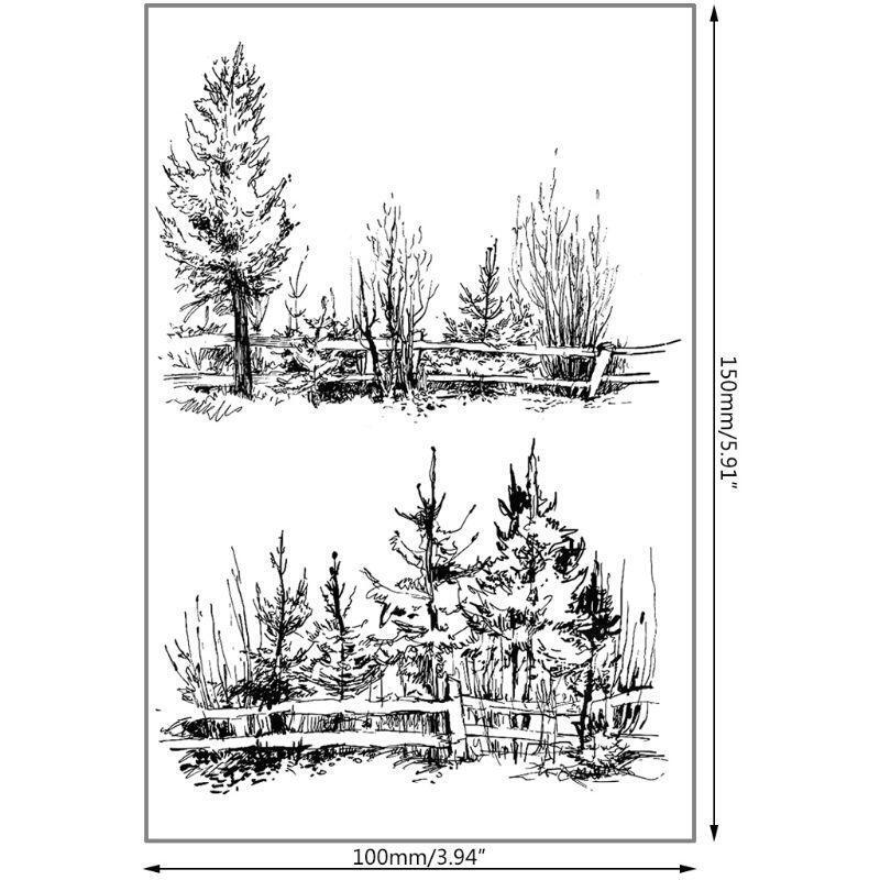 Forest Tree Silicone Clear Stamp Trees Pattern Background Stamp Transparent Seal