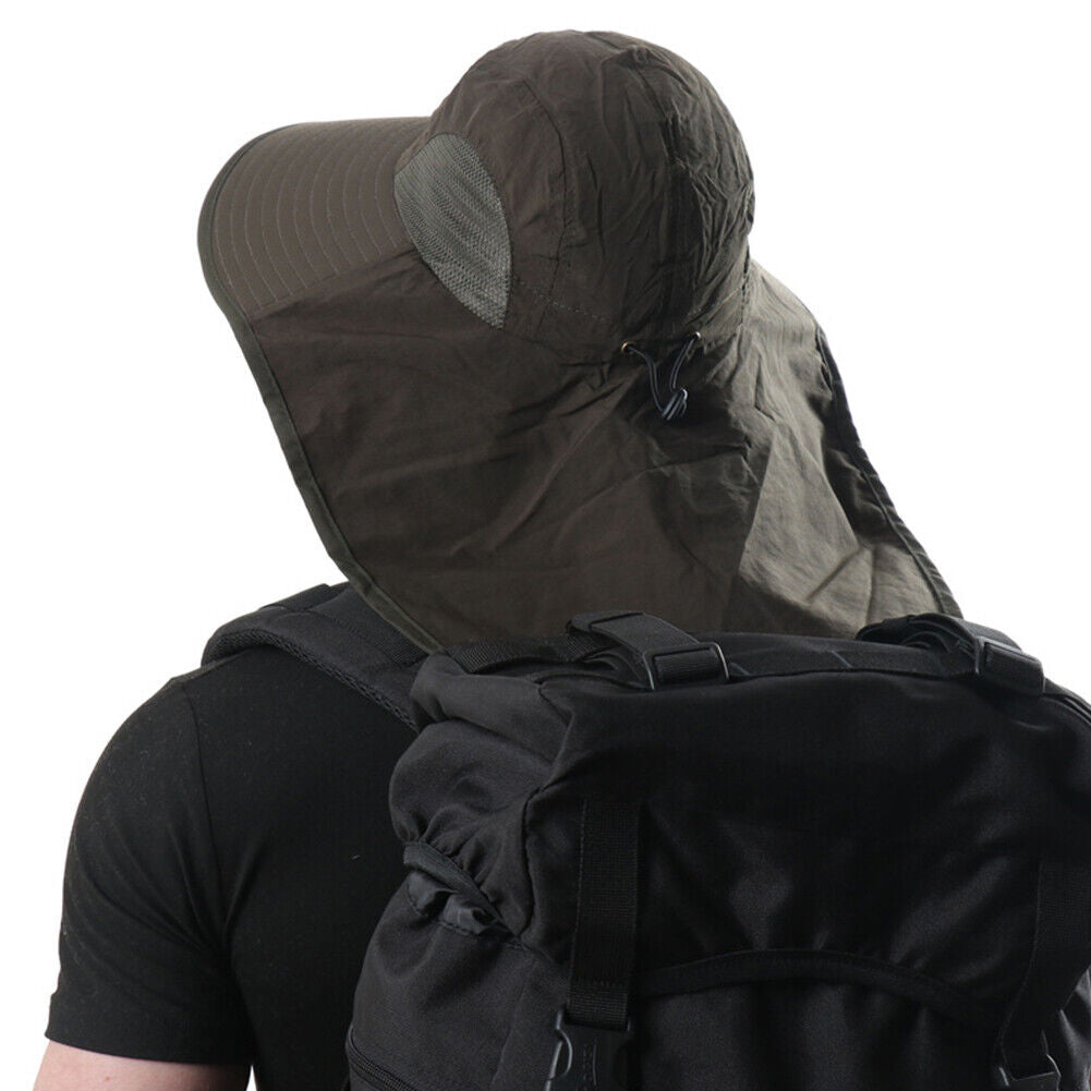 Fishing Sun Hat UV Protection Neck Cover Outdoor Sunshade Cap (Dark Grey)