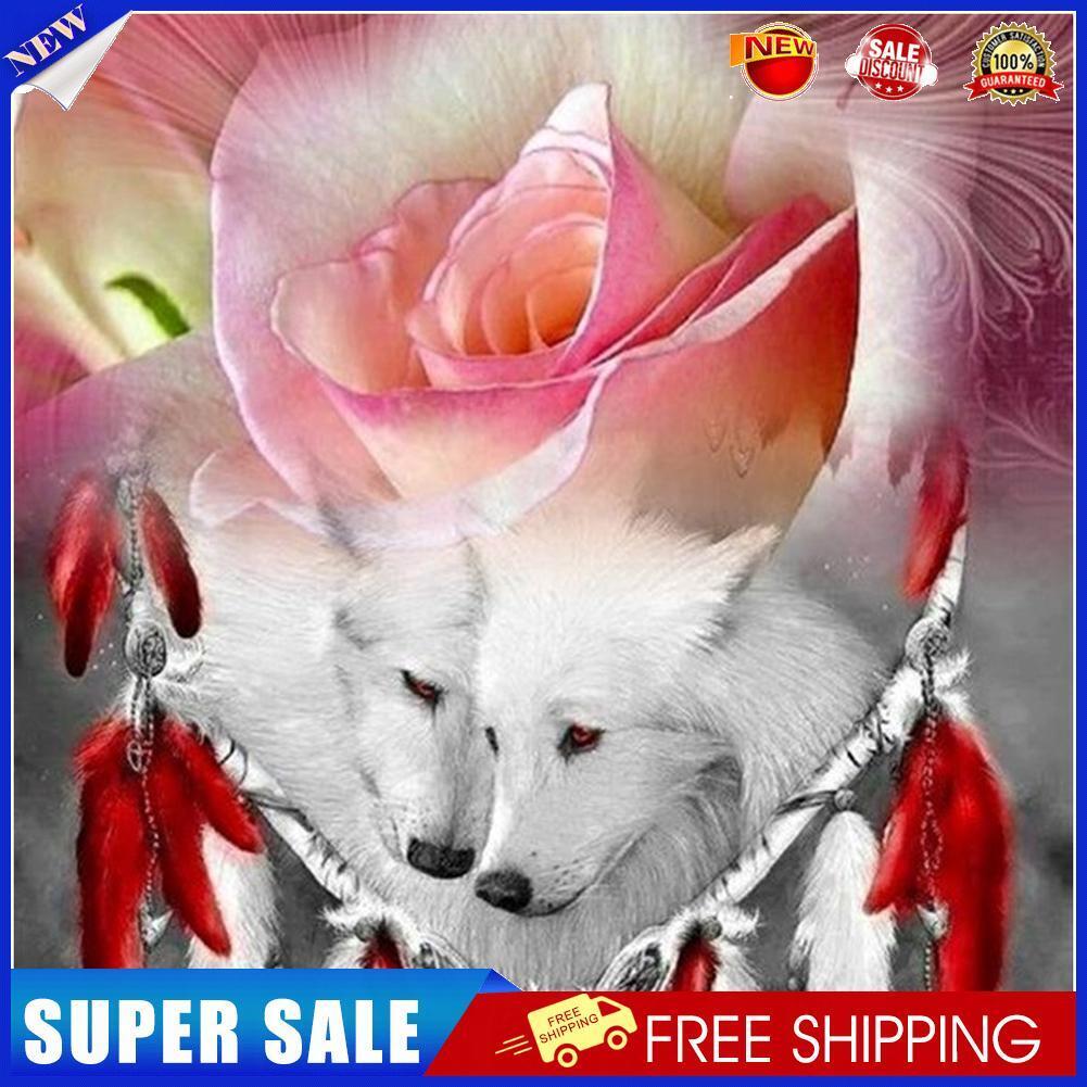 Diamond Round Drill DIY Wolf Dream Catcher Picture 5D Full Art Painting Kit