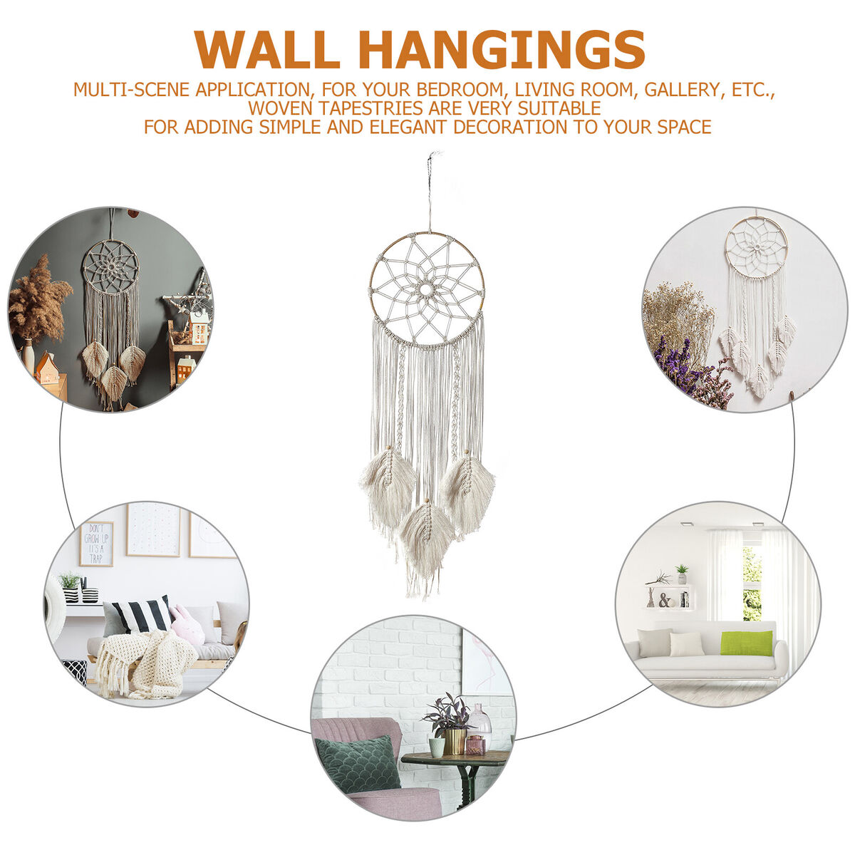 Nordic Woven Dream Catcher, Handmade Wall Hanging Decor for Room Wedding