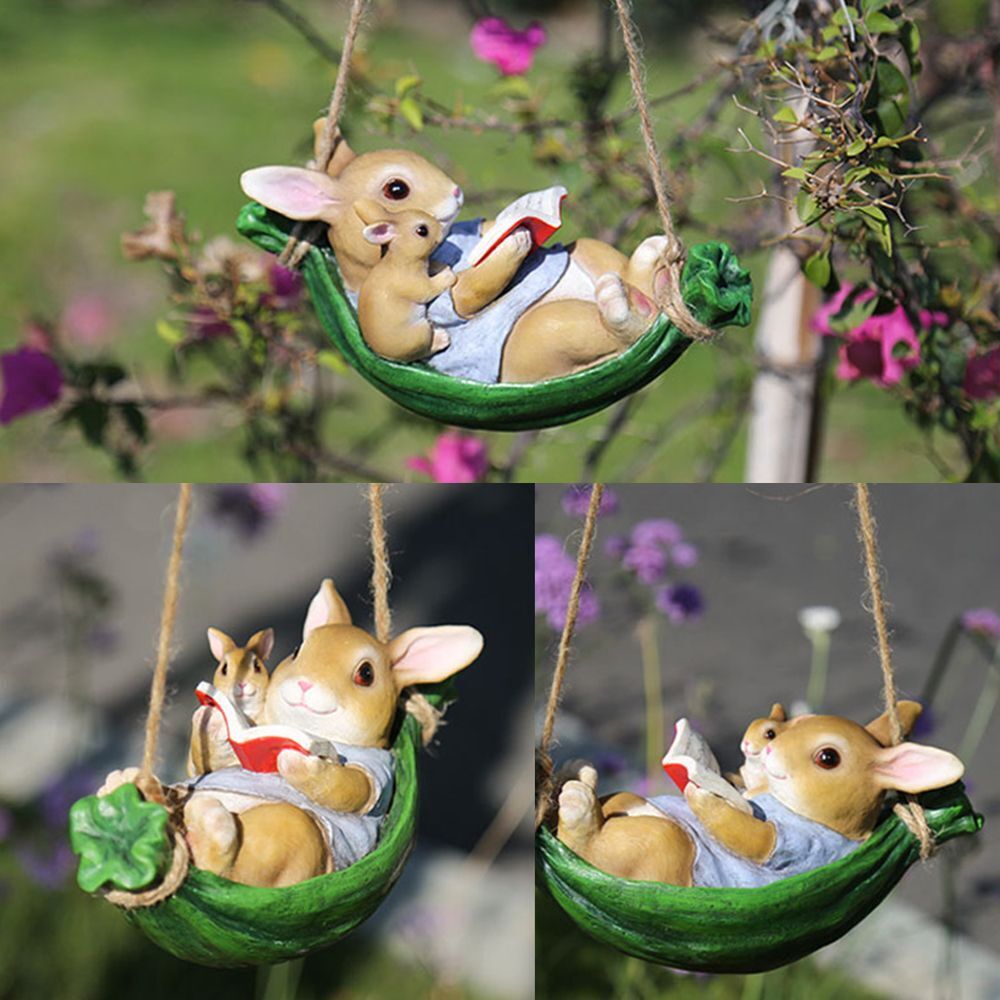 Ornament Rabbit Statue Swing Rabbit Garden Decoration Household Ornament