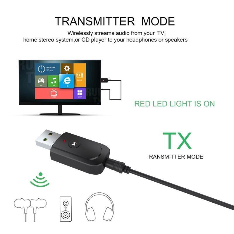 3 in1 Wireless Car 3.5mm Audio Adapter Mini Bluetooth-compatible 5.0 Transmitter