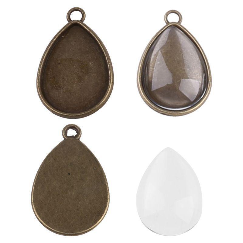 60Pcs Photo Bezel Pendant Tray 5 Shapes Glass Cabochon Settings Jewelry Making