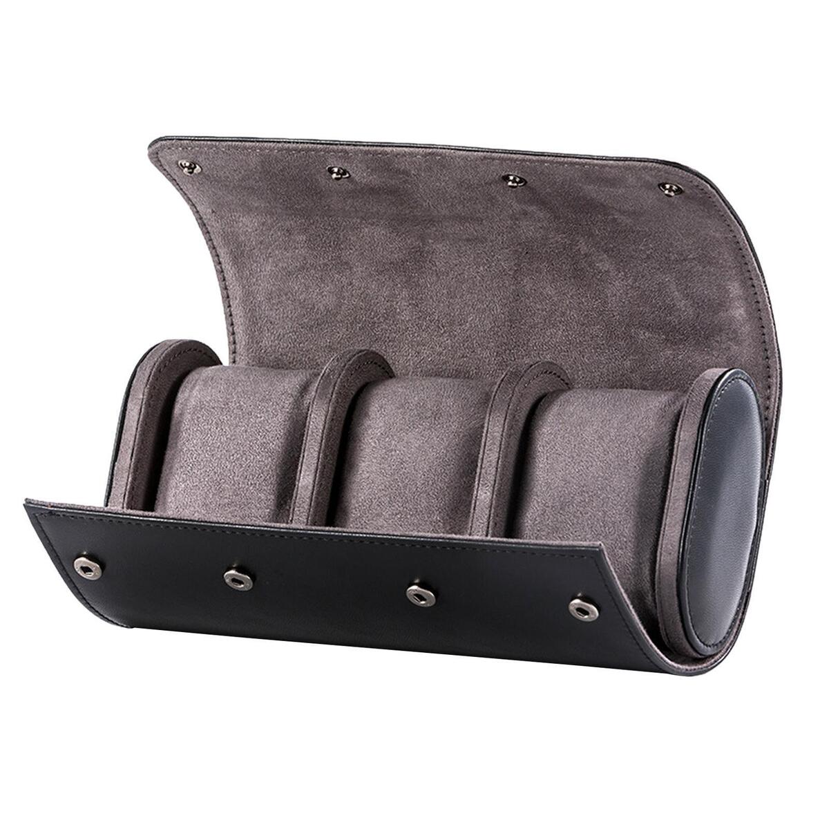 of2 3 Slots Luxury PU Leather Watch  Travel Case Organizer Holder