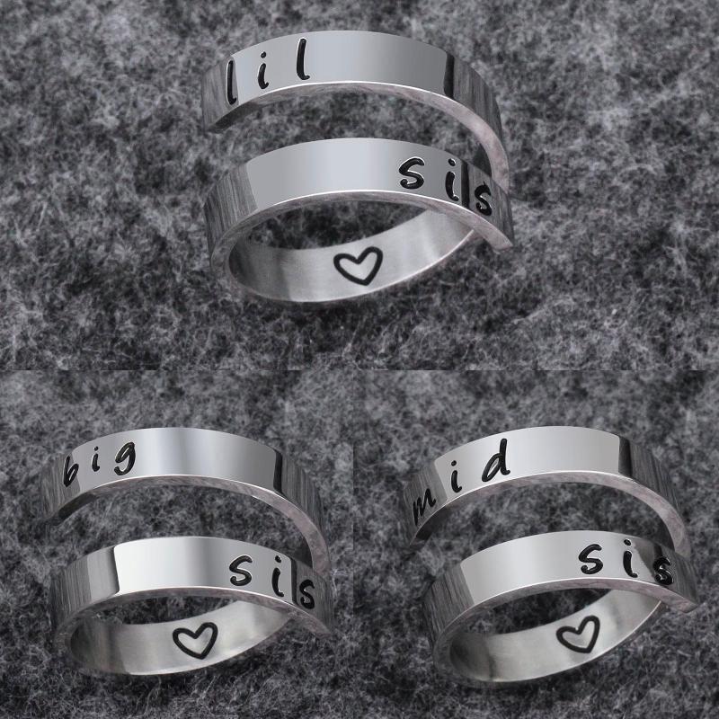 3Pcs Engraved Thin Finger Opening Rings Sisters Rings Adjustable Female Jewelry