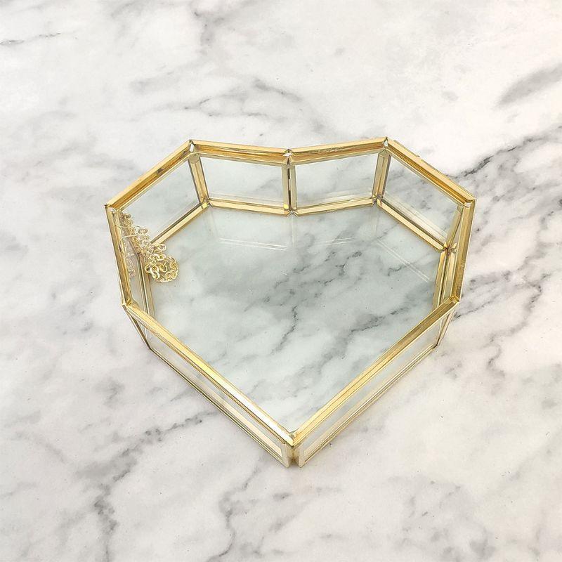 Clear Heart Shape Holder Bracelet Necklace Earrings Jewelry Display Organizer