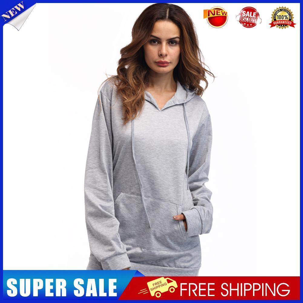 Cotton Pure Color Loose Hoody Female Pullover Long Sleeve Women Hoodie (XL)