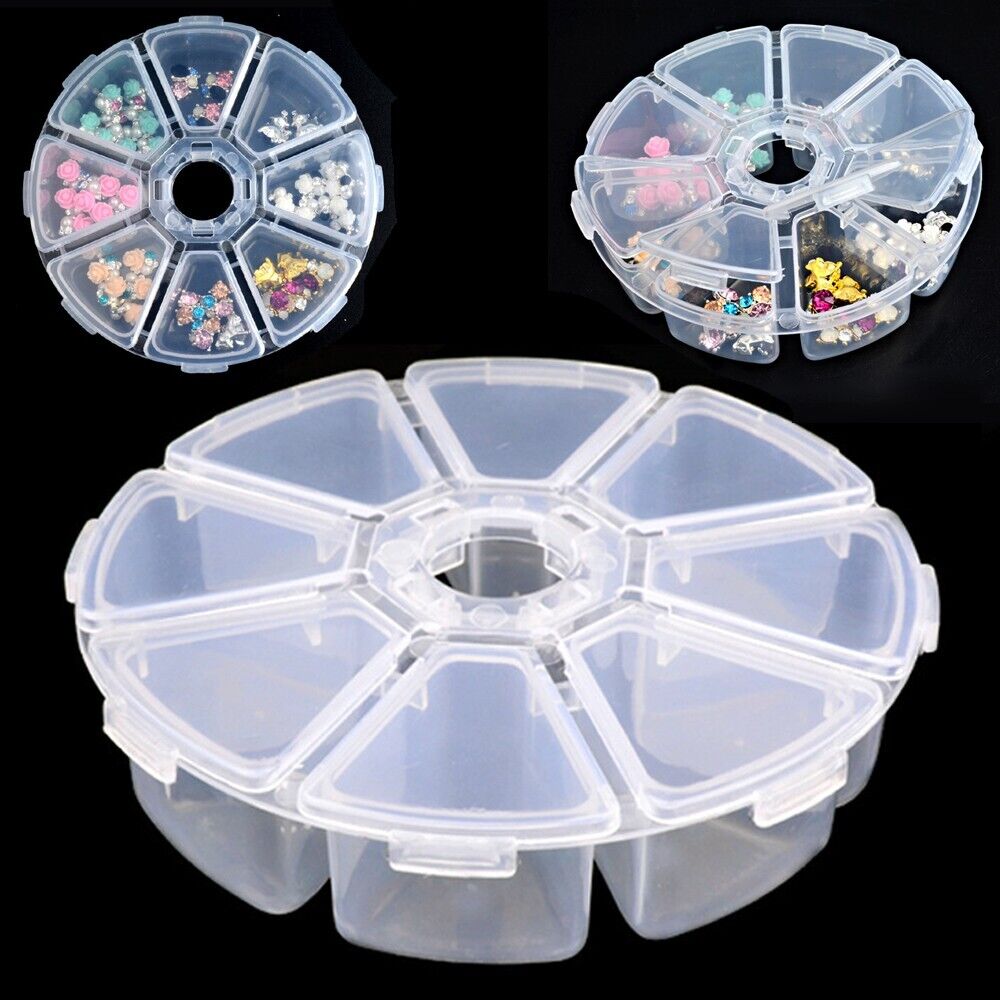 Jewelry Container Nail Art Rhinestones Case 8 Grids Empty Storage Box