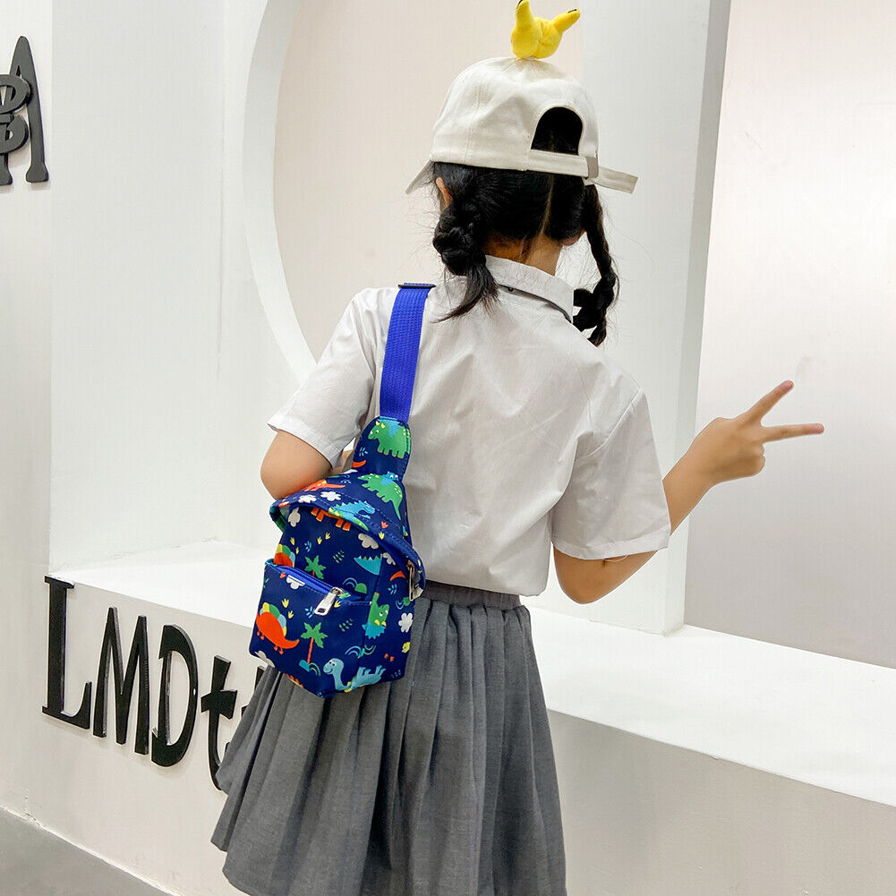 Cute Cartoon Print Chest Bag Children Mini Hats Nylon Messenger Bags (Blue)