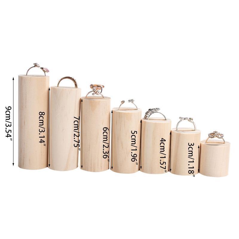 7x Ring Display Holder Jewelry Organizer Rack Cylinder Shape Shop Cabinet Show