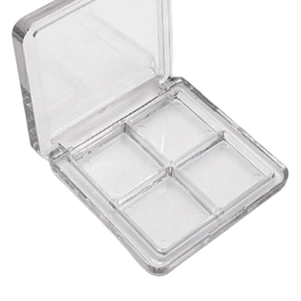 4 Compartments Plastic Portable Eyeshadow Case Travel Blush Lipstick Powder Tray