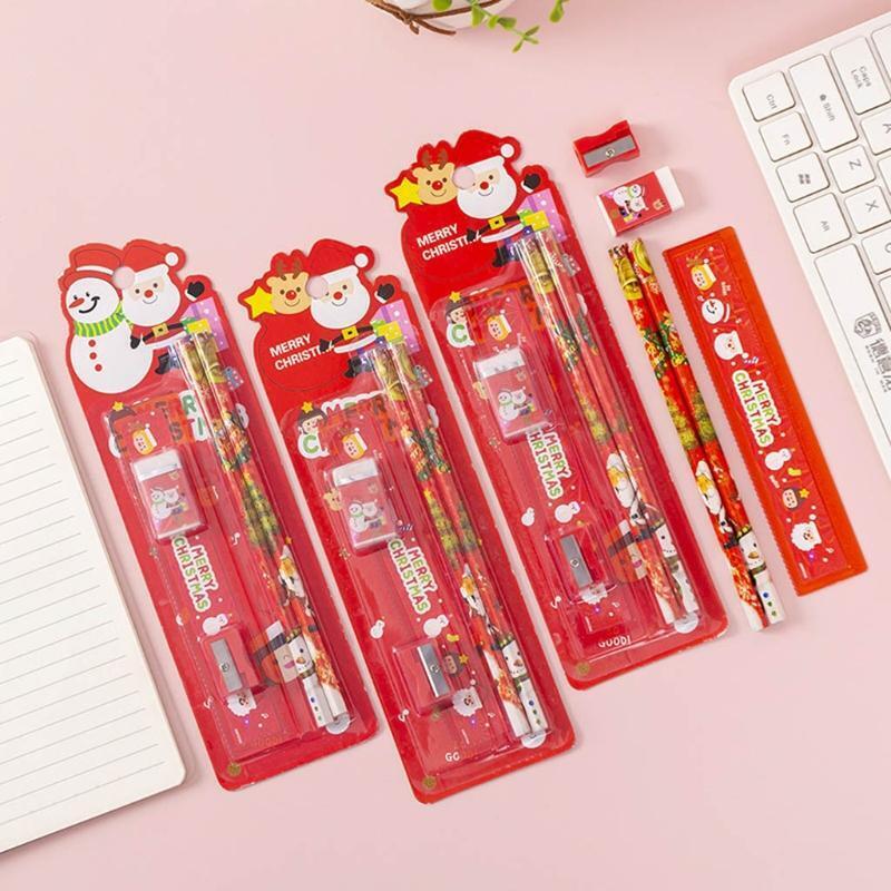 2Pcs/Pack Wooden Pencils Preschooler Writing Set with Pencil Sharpener Eraser