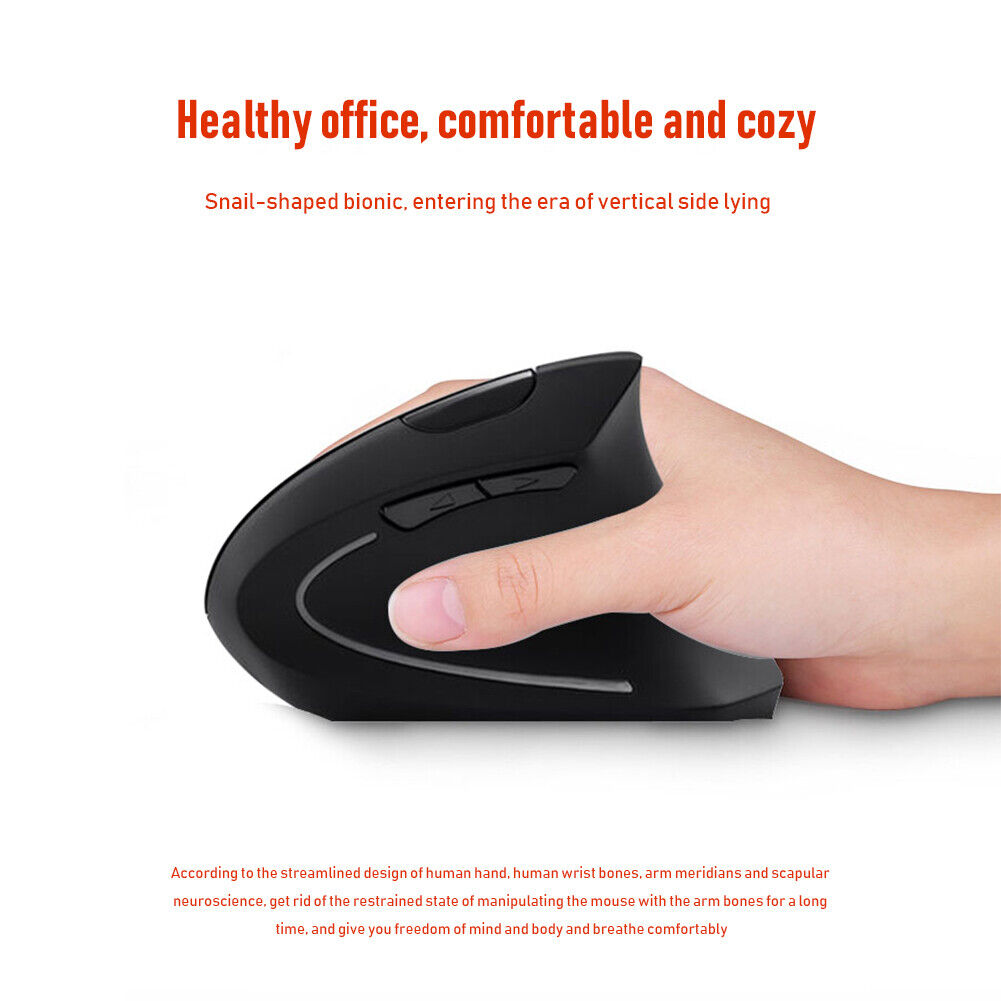 Wireless Gaming Ergonomic Mouse 1600 DPI Adjustable Optical Vertical Mice