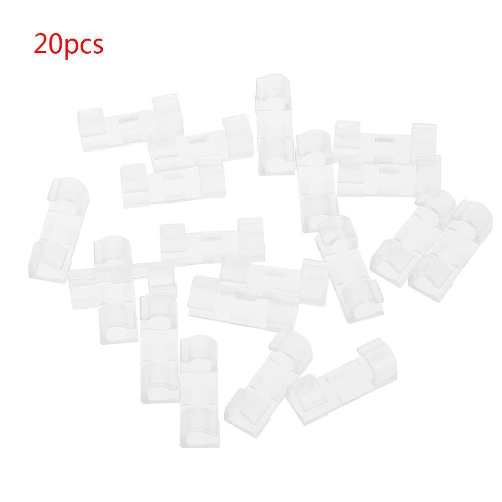 20pcs Cable Cord Wire Clips Fixer Fastener Line Adhesive Clamp/Transparent