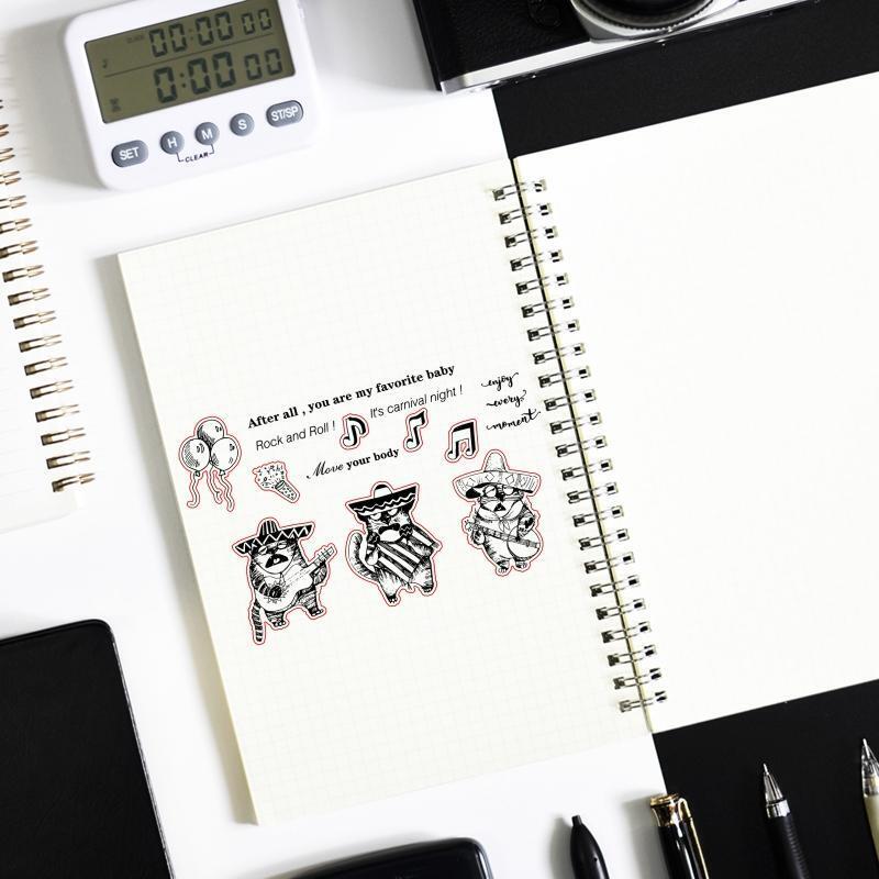 Cat Playing Instrument Metal Cutting Dies and Stamps Stencils Set DIY Crafts