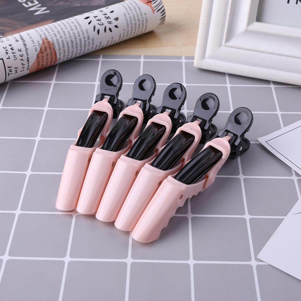 5pcs Crocodile Hair Sectioning Clips Salon Hair Styling Grip Clamps (Pink)