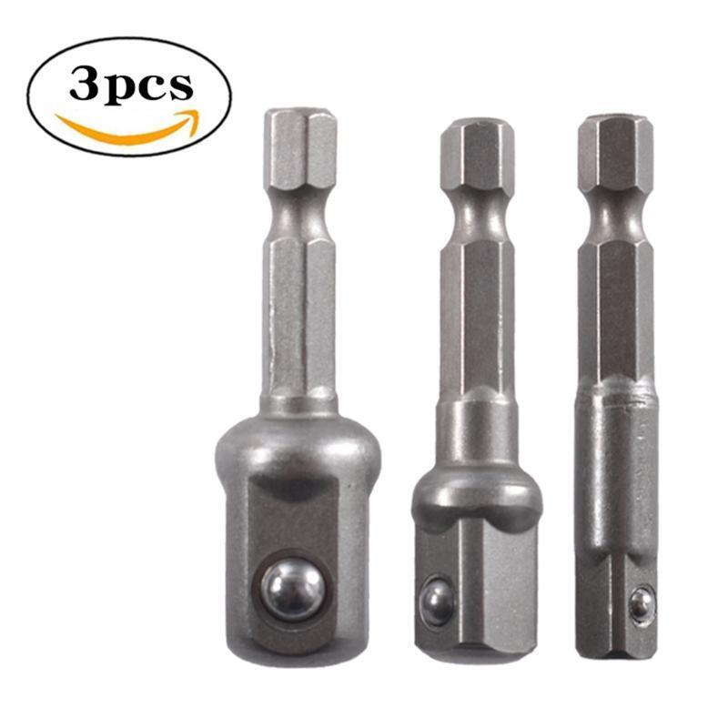 3x Socket Adapter 1/4 3/8 1/2 Bits Drive for Extension Socket Wrench Adapter Set