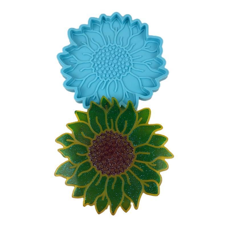 Handmade Sunflower Coaster Epoxy Silicone Mould DIY Arts Craft Cups Mats Mold