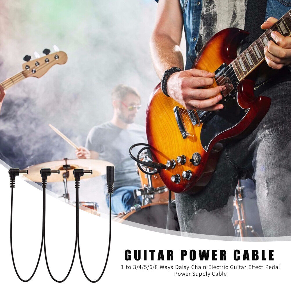 Daisy Chain Guitar Effect Pedal Power Supply Cable Wire Black (1 to 3 Way)