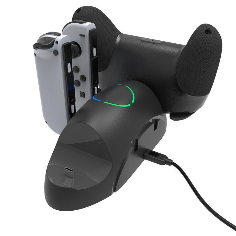 HS-SW168 6 in 1 Charging Dock for Switch Pro/Joy Con Controller w/ LED Indicator