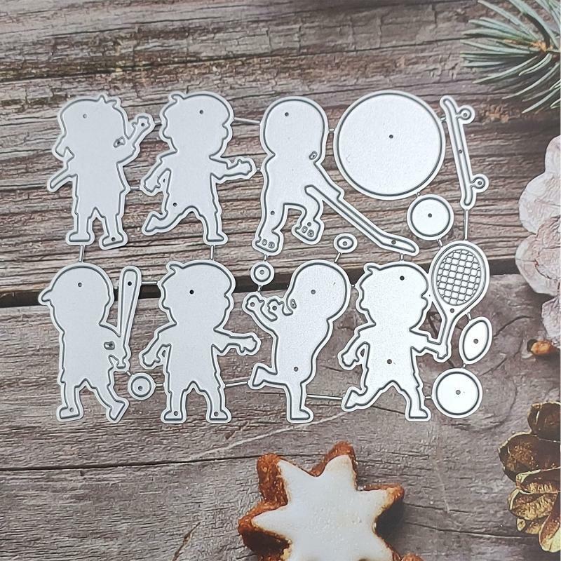 Children Playing Ball Metal Cutting Dies Stencil DIY Scrapbooking Album Template