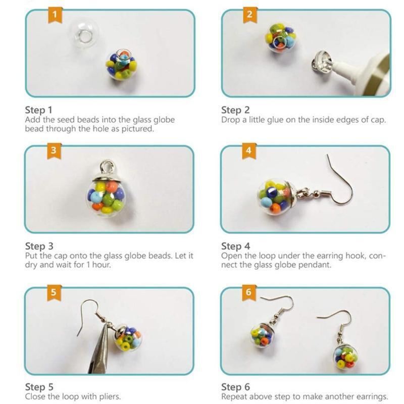 1 Set Delicate Chic DIY Jewelry Necklace Ear Studs Earring Findings Glass Beads