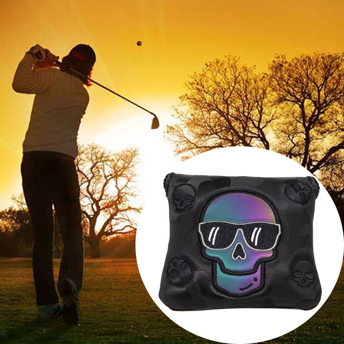 Durable Waterproof Golf Mallet Putter Cover PU Leather Club Head Covers
