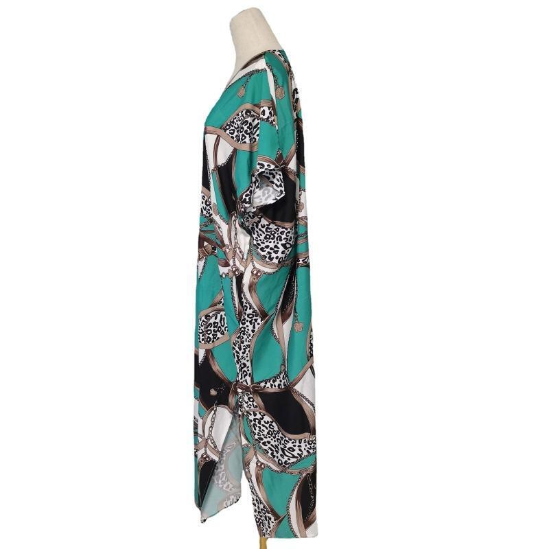 Women's Clothing Printing Long Swimsuit Cover Ups Summer Plus Size High Split