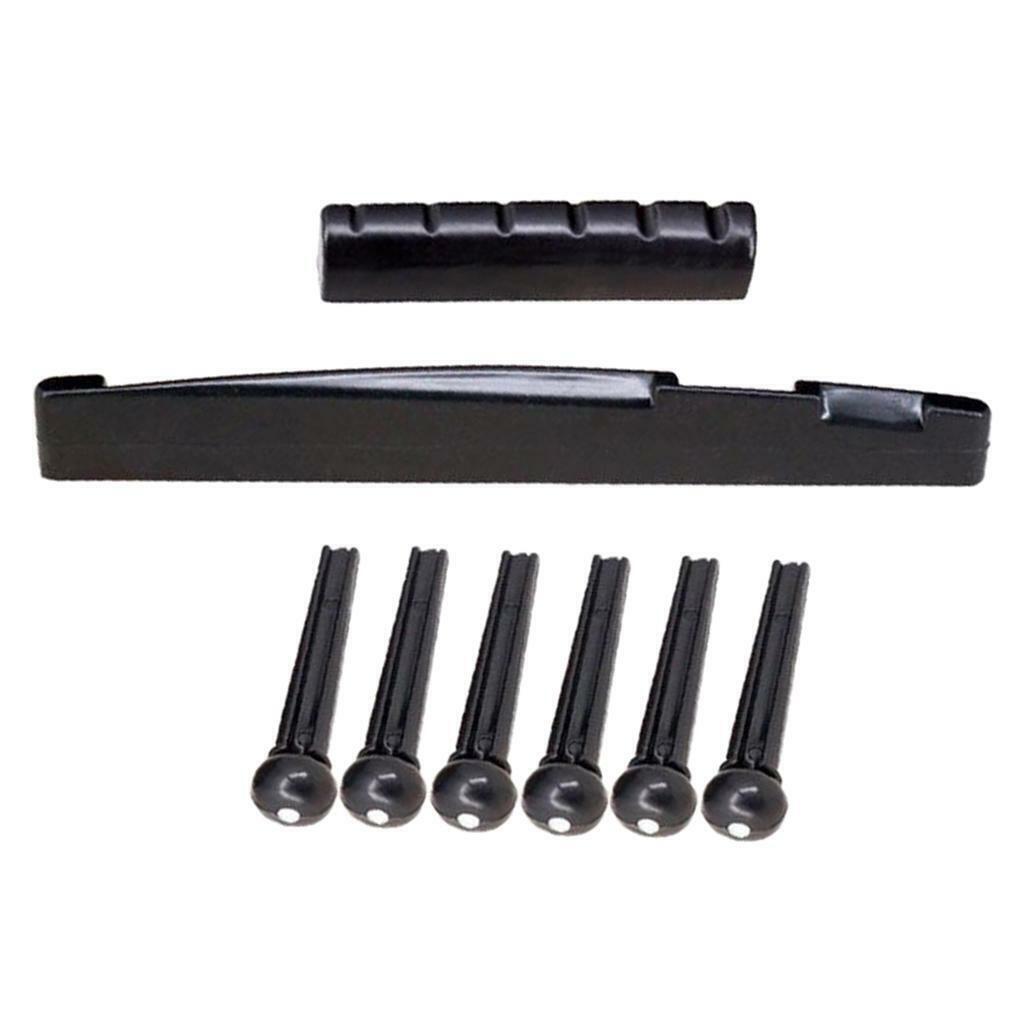 8x Black Guitar Strings Nut Bridge  Set  for Luthier