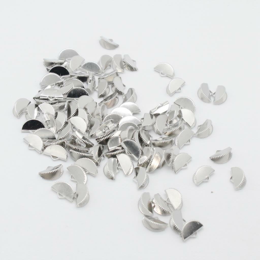 100pcs Semicircular Ribbon Crimp End clip and clamp Belt Tip Connectors