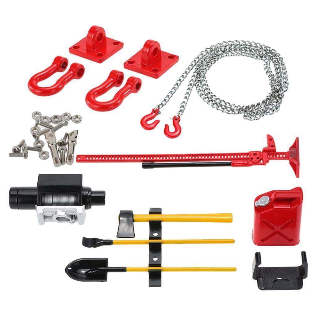 RC Tow Hook Trailer Chain Buckle Bracket w/ Oil Tank Axe for   D90 D110