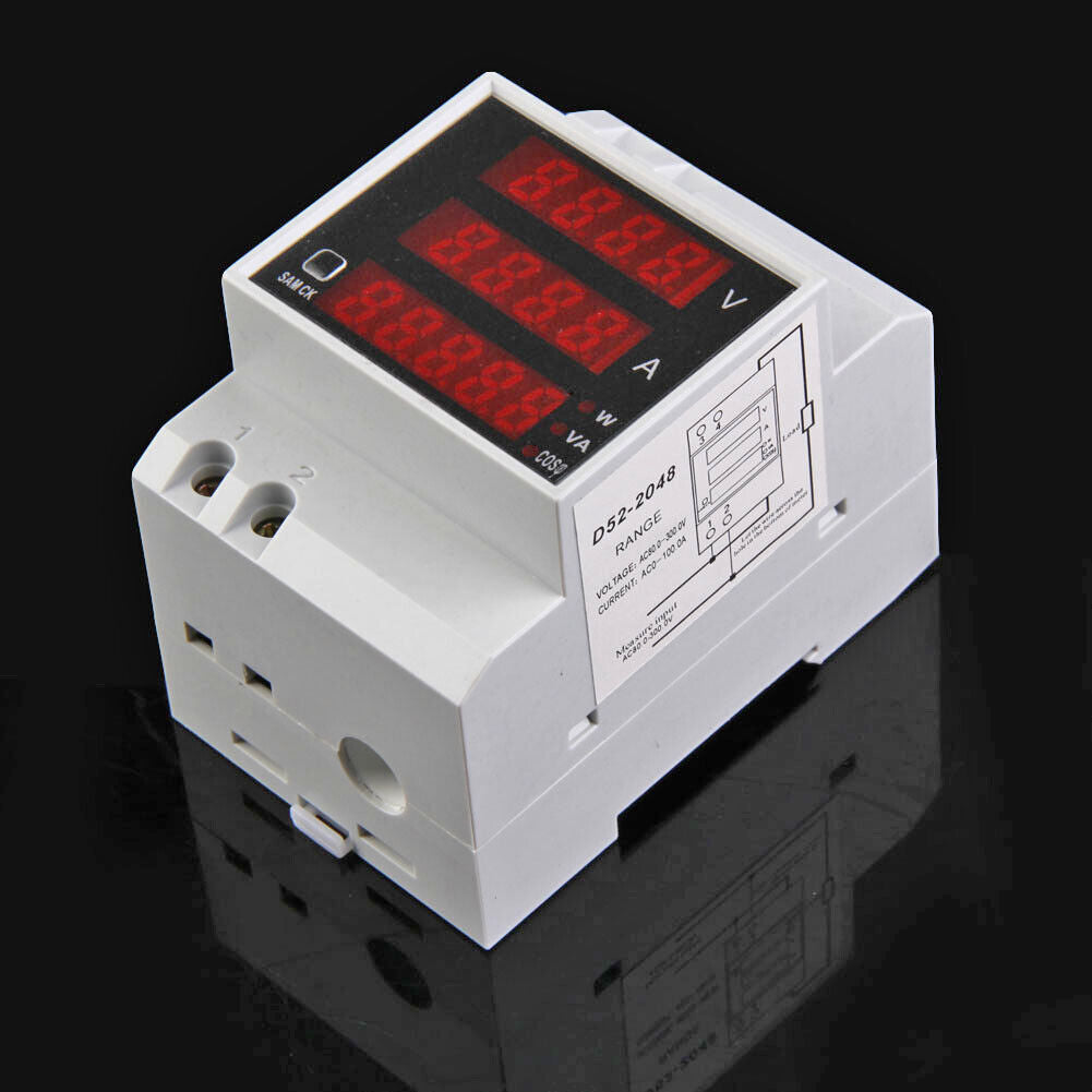 Din Rail Ammeter Voltmeter Volt Amp Meter LED Display Power Energy Meter