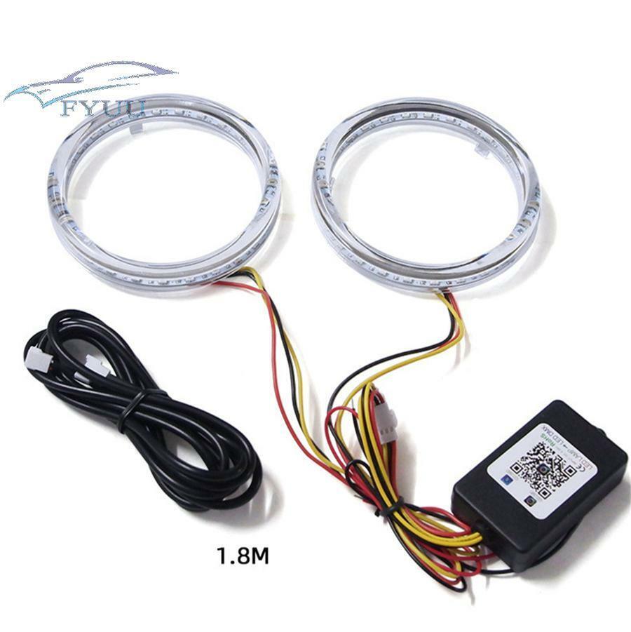 Pair 95mm 12V-24V APP Control RGB LED Angel Eyes Light Waterproof Decor Lights