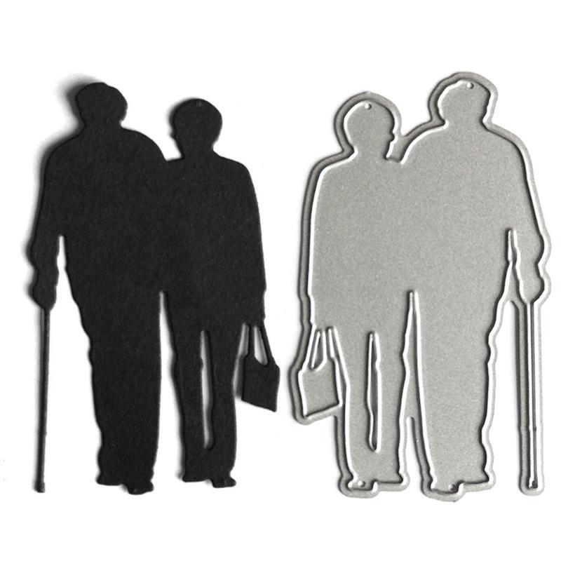 Elderly Couple Metal Cutting Dies Stencil Scrapbooking DIY Album Stamp Paper