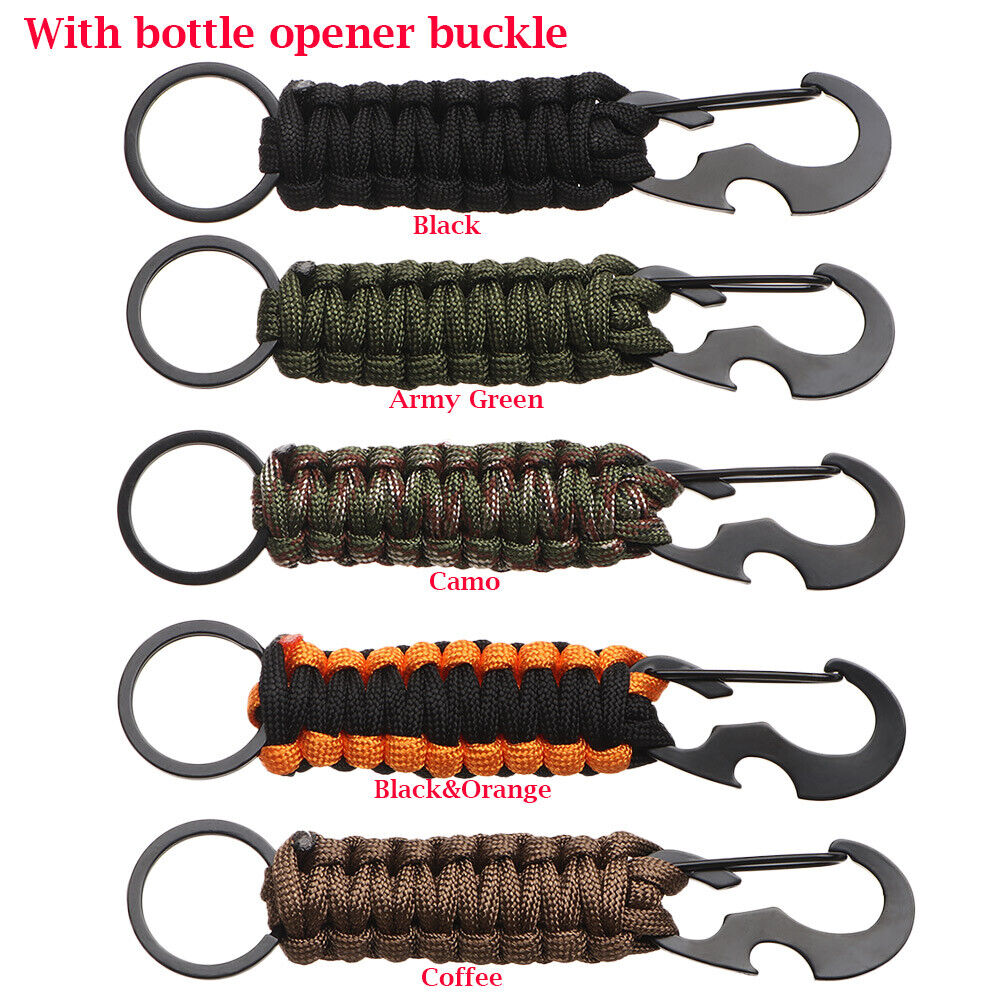 Camping Survival Kit Bottle Opener Rope Keychain Key Chain Ring Keyring