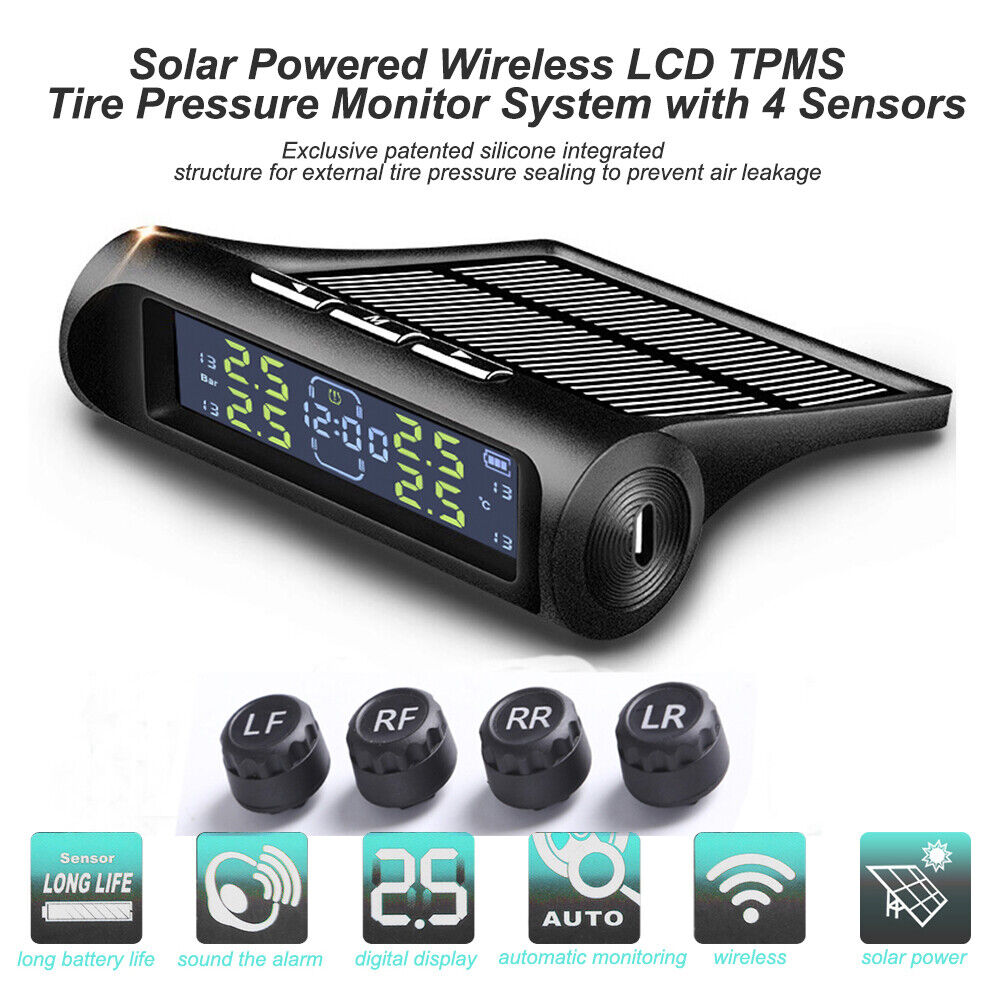 AN-01D Car Solar TPMS Clock Auto Tyre Pressure Monitoring System (External)