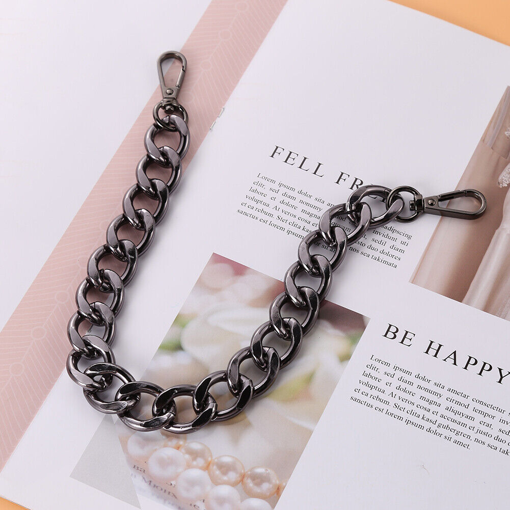 40cm Punk Metal Thick Chain Bag Shoulder Strap DIY Handbag Handles (Black)