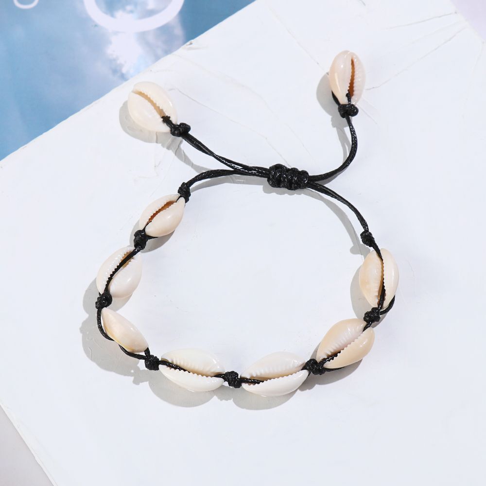 Summer Beach Adjustable Handmade Braided Shell Bracelet Foot Chain Cowrie Ankle