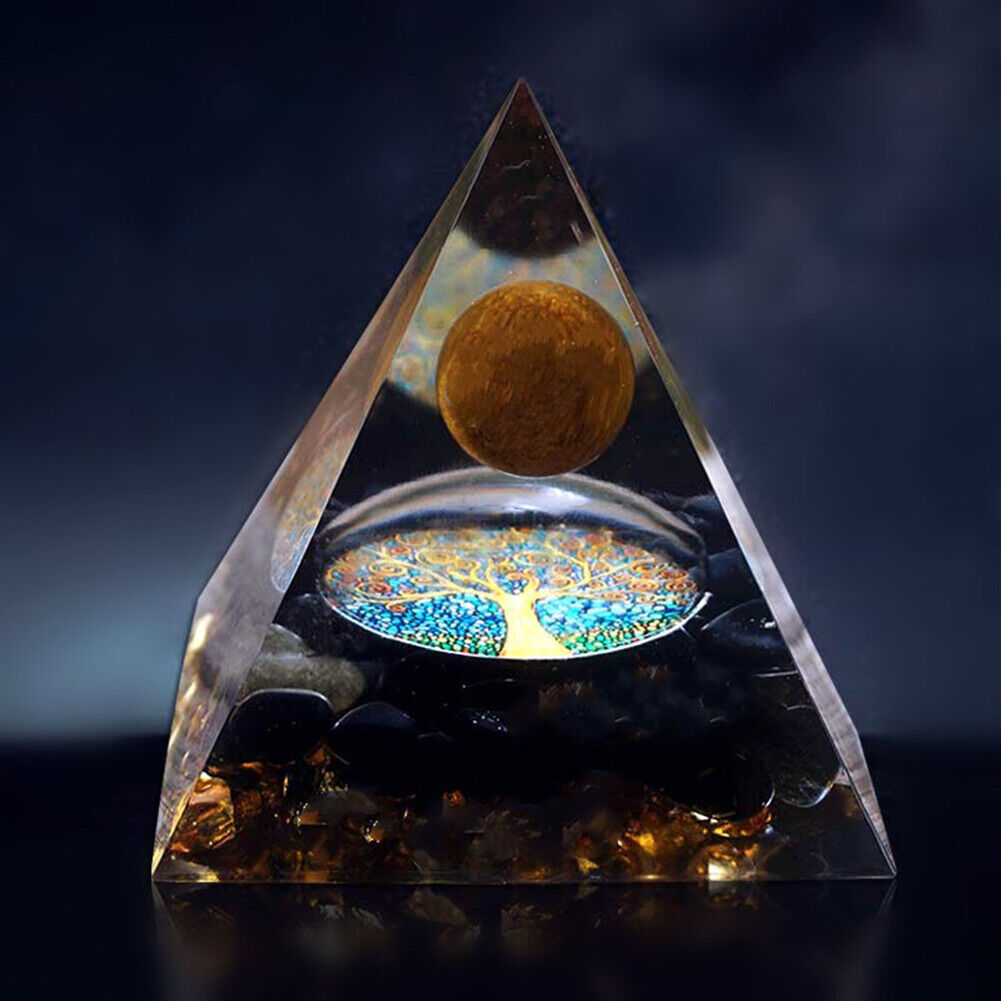 Pyramid Ogan Crystal Energy Tower Nature Reiki Chakra Crushed Stone (B)
