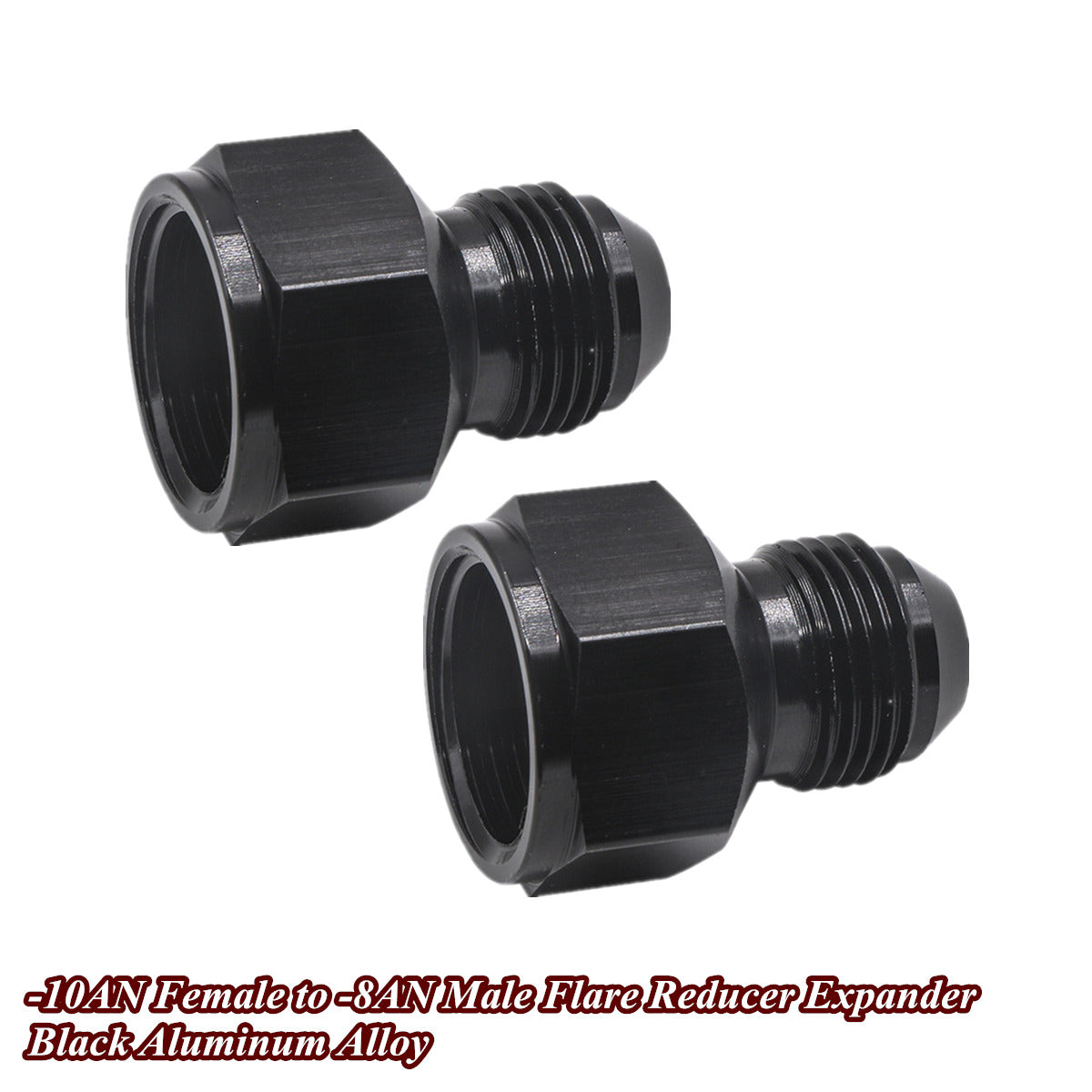 2 Pcs Black Aluminum Alloy 10AN Female to 8AN Male Flare Reducer Fitting Adapter