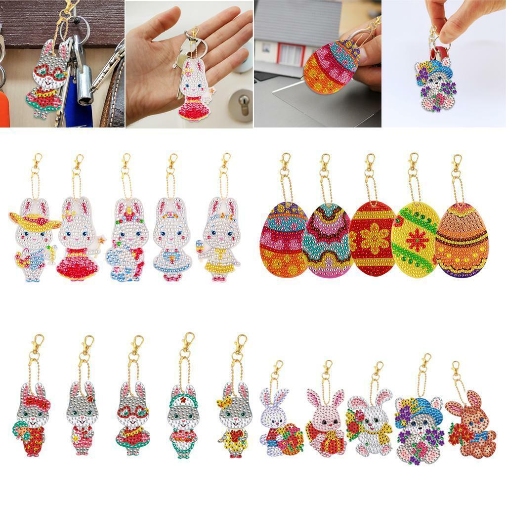20 pieces DIY  Keychains Egg Rhinestone Key Ring Pendants