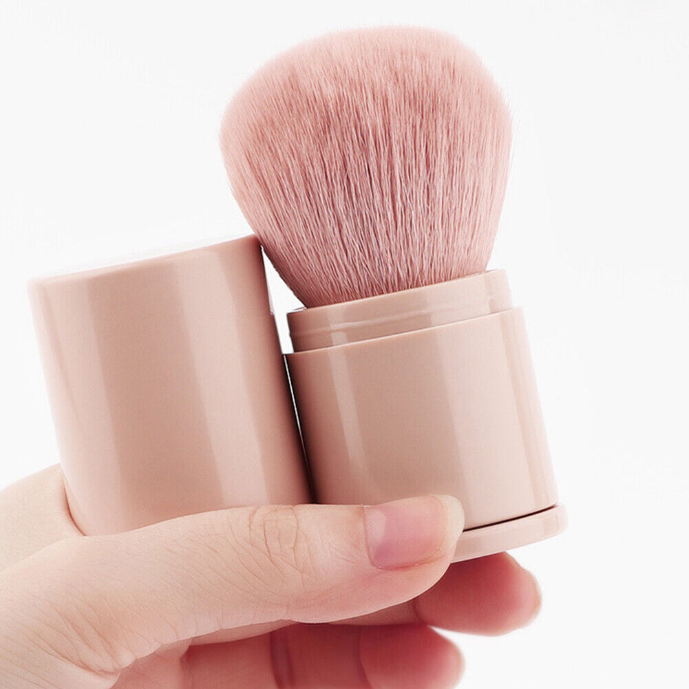 1pcs Makeup Brushes Retractable Powder Foundation Face Loose Brush (Pink)