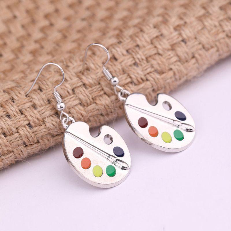 Artist Jewelry Decor Colorful Paint Palette Dangle Earrings Trendy Drop Earrings