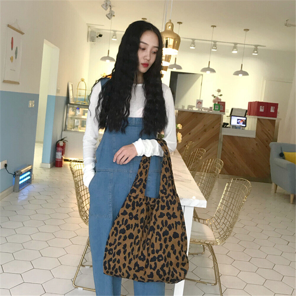 Women Casual Large Leopard Print Single Shoulder Bag Shopping Bag Tote Handbags