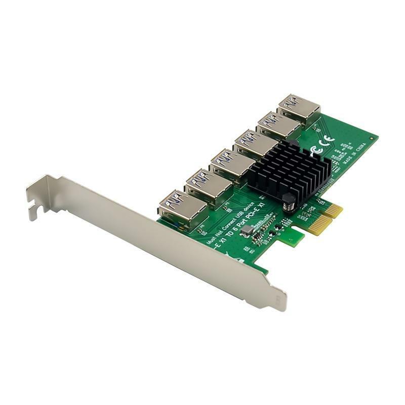 Pci-e X1 To 6-port Usb3.0 Adapter Card Sata PCIE Riser for Desktop PC Mining
