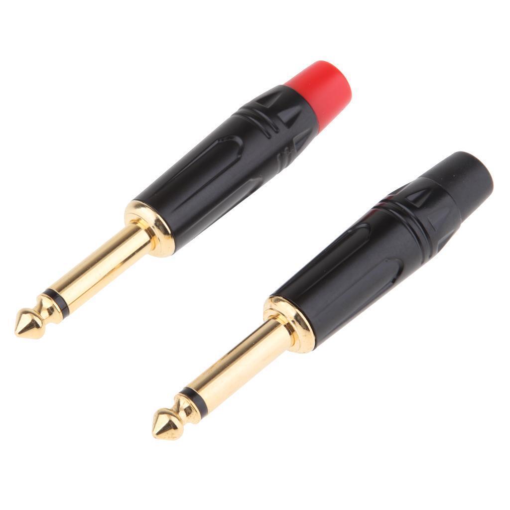 2x 6.5mm Mono Male Repair Microphone Audio Solder   Adapter