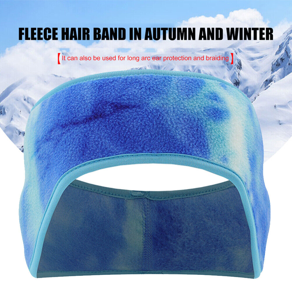 Sports Headband Tie Dye Windproof Fleece Bike Earmuff Hair Band (Sky Blue)