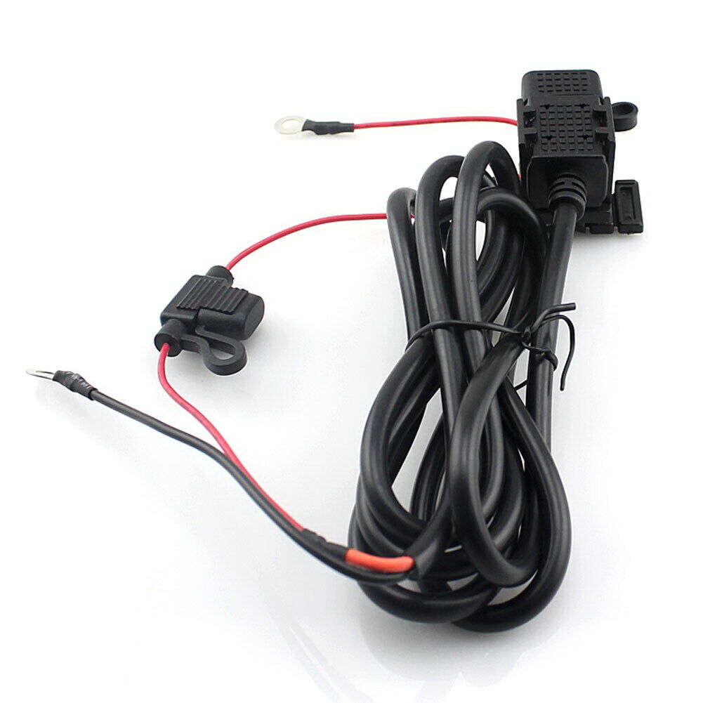 Waterproof Motorcycle 2.1A USB Charger w/ Inline Fuse for Cell Mobile Phone