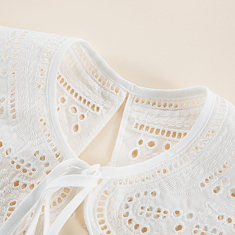 Women Hollow Out Dragonfly White False Collar Jacquard Shawl Necklace Capelet